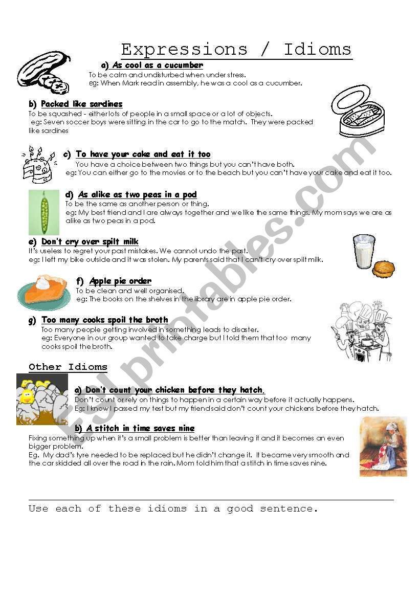 Expressions/Idioms worksheet