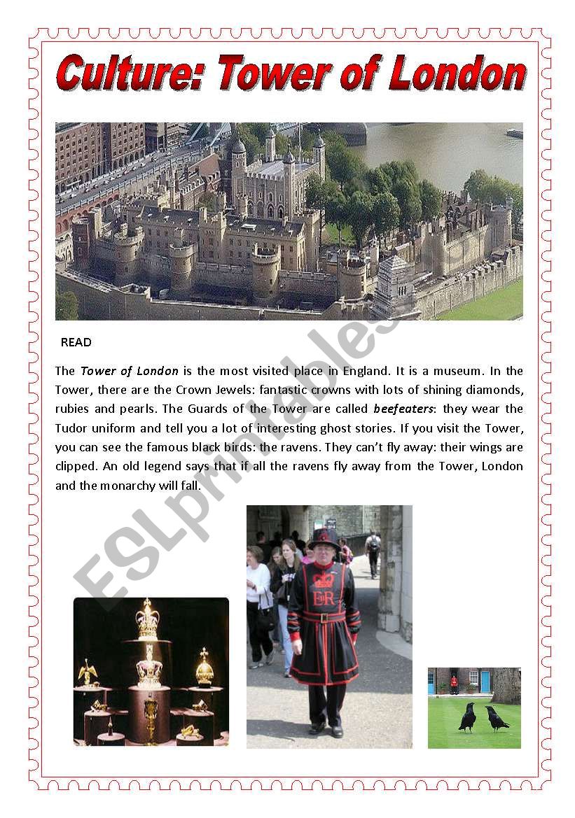 Tower of London worksheet