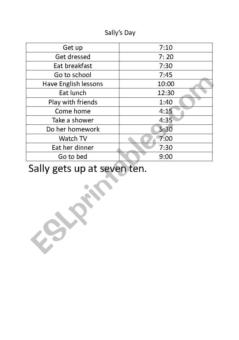 daily routines worksheet