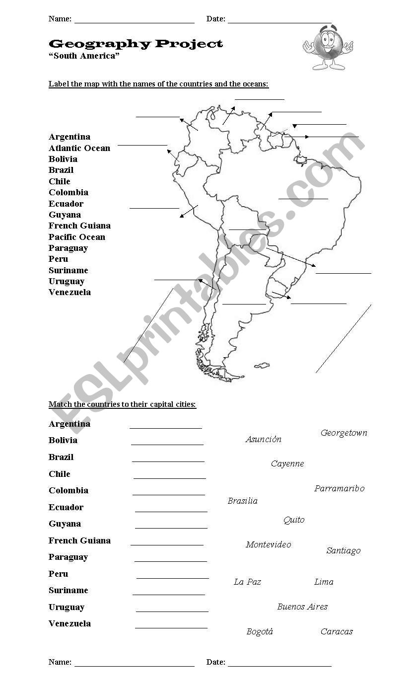 South America  worksheet
