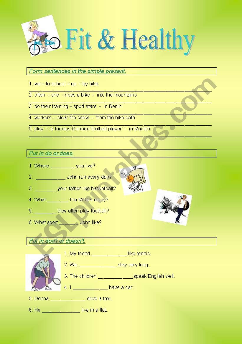 Fit &Healthy worksheet