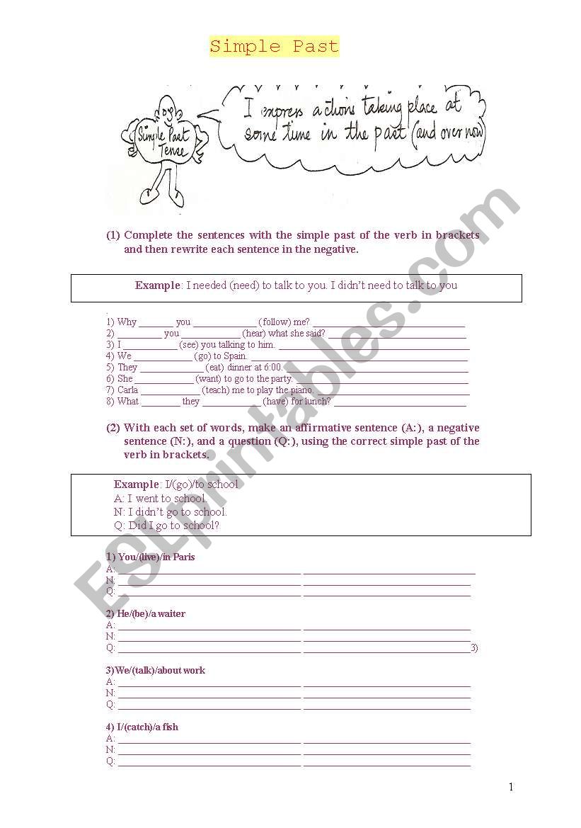 Simple Past Exercises worksheet