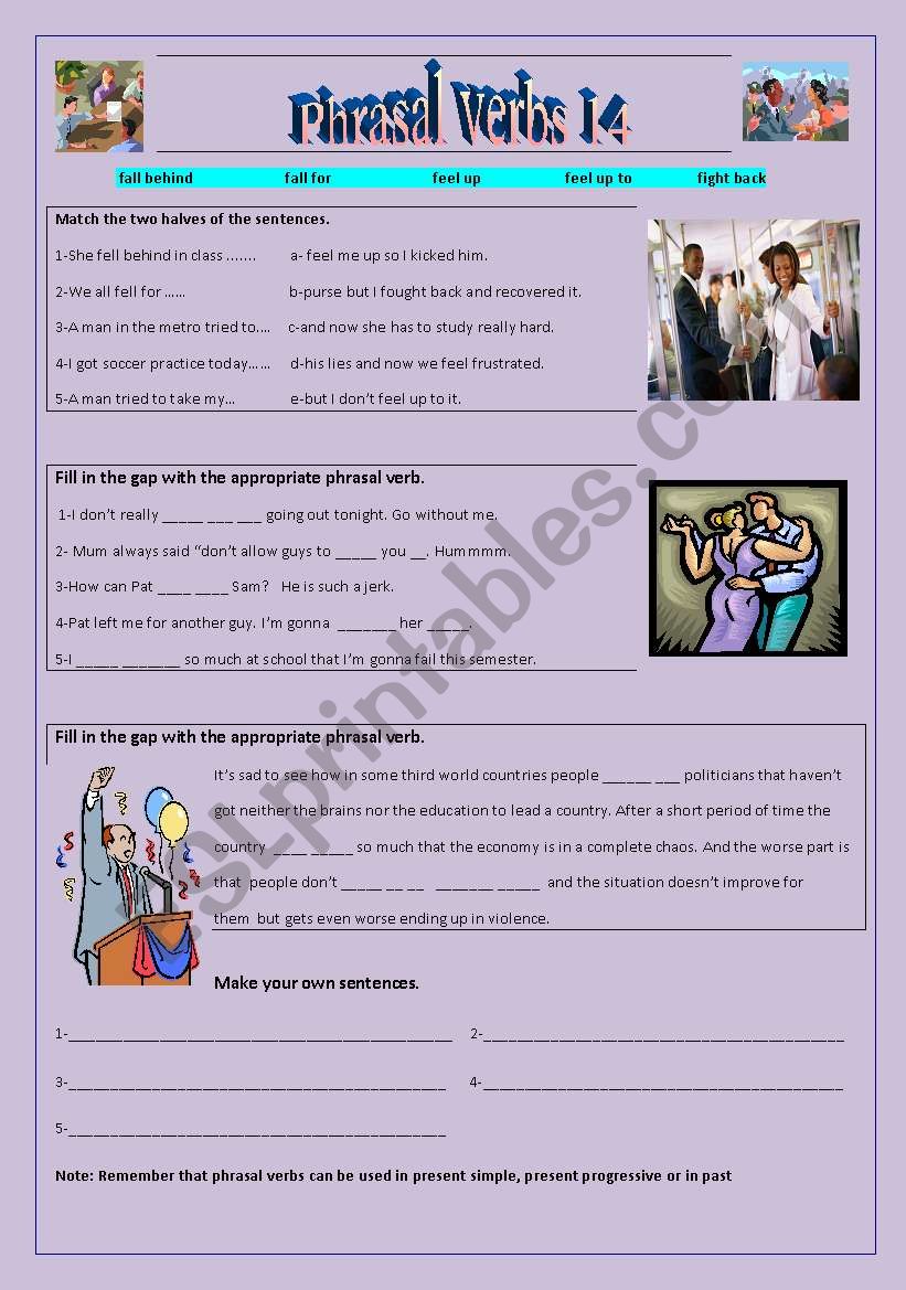 Phrasal verbs 14 worksheet