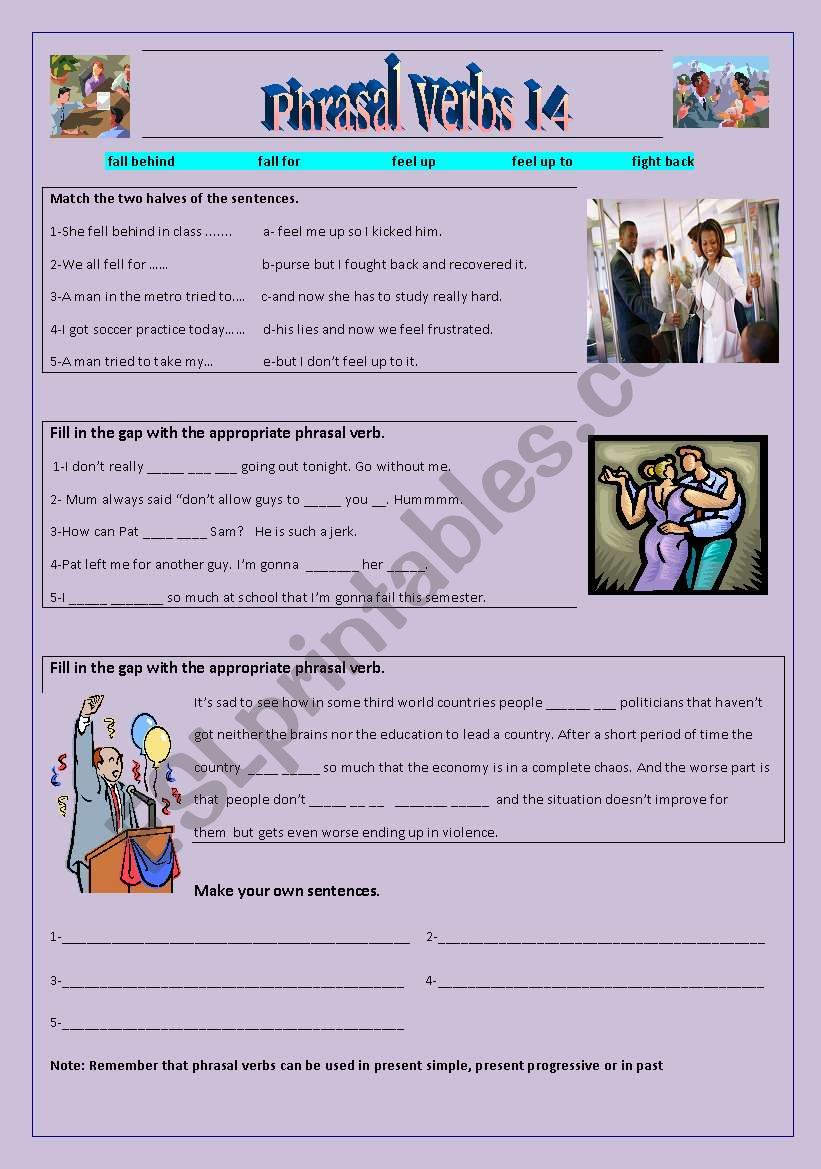 Phrasal verbs 14 worksheet