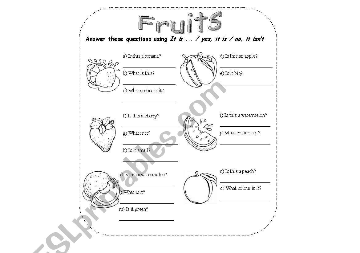 Fruits worksheet