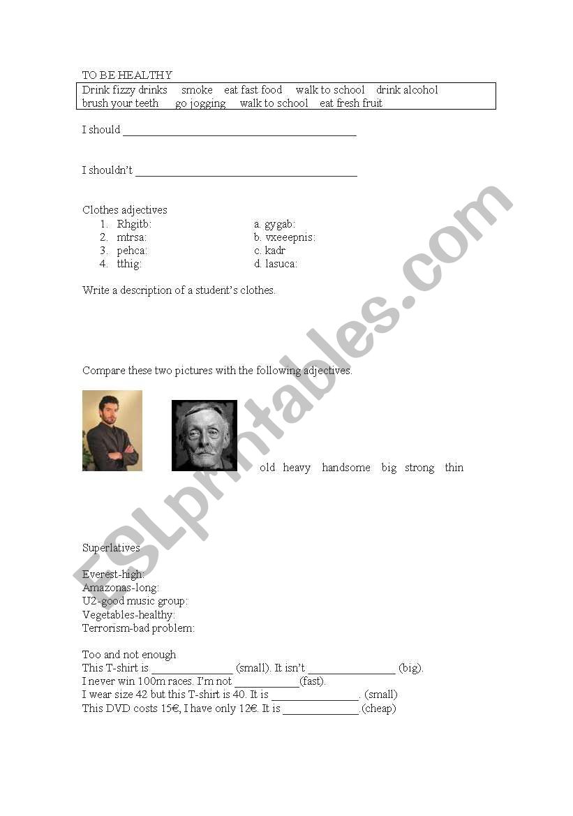 To be healthy worksheet