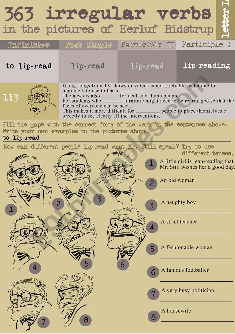 363 Irregular verbs in the pictures of Herluf BidstrupÂ´