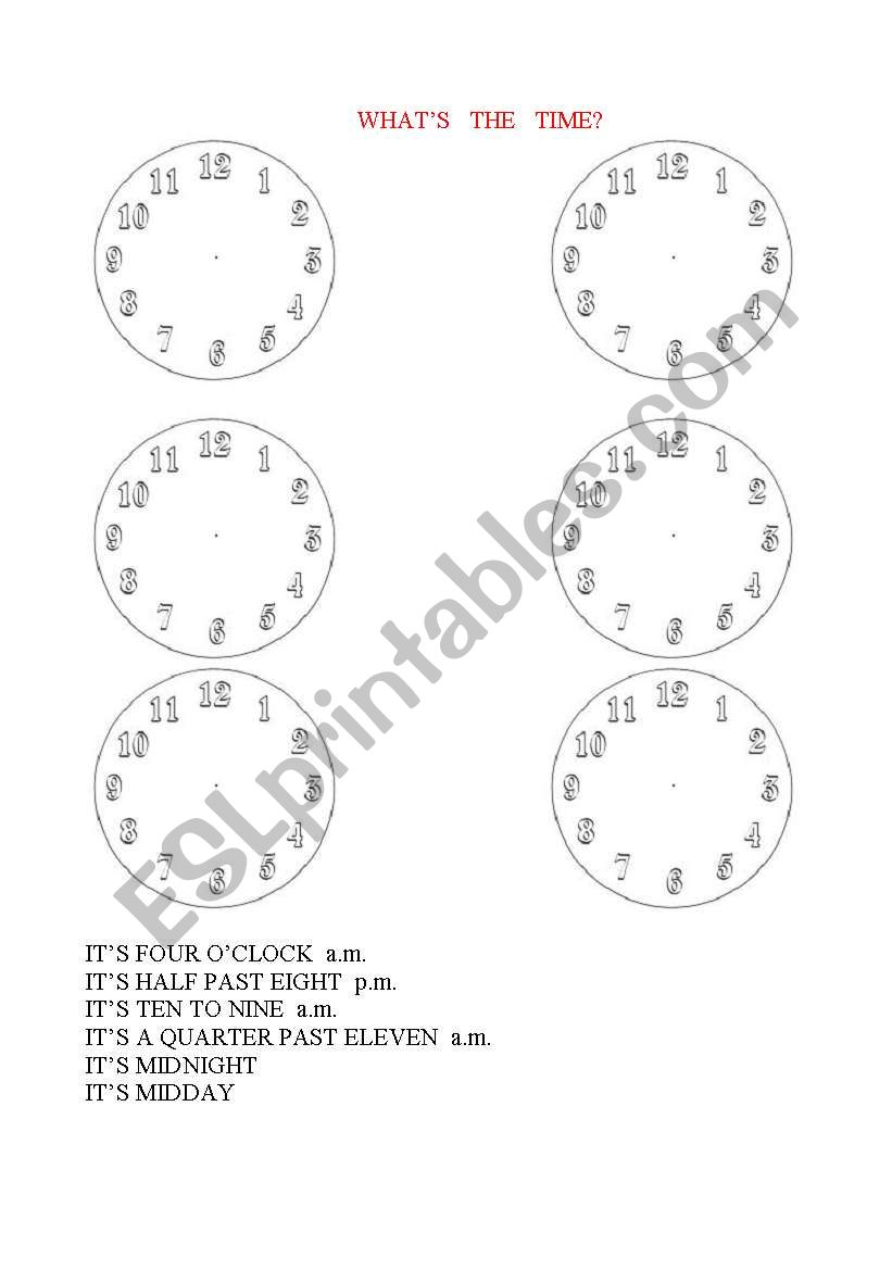 Whats the time? worksheet