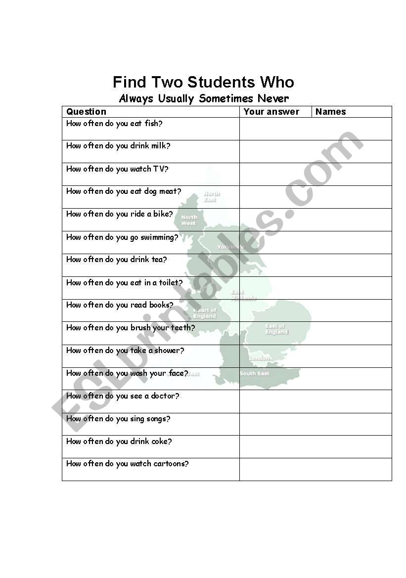 adverbs of frequency worksheet