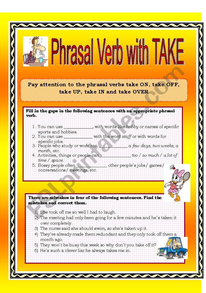 Phrasal Verb with Take worksheet