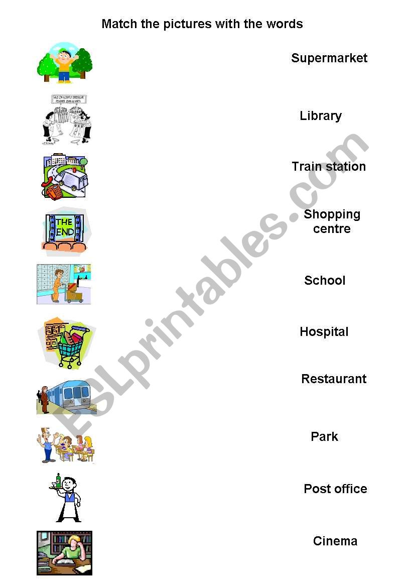 SHOPS AND PLACES worksheet