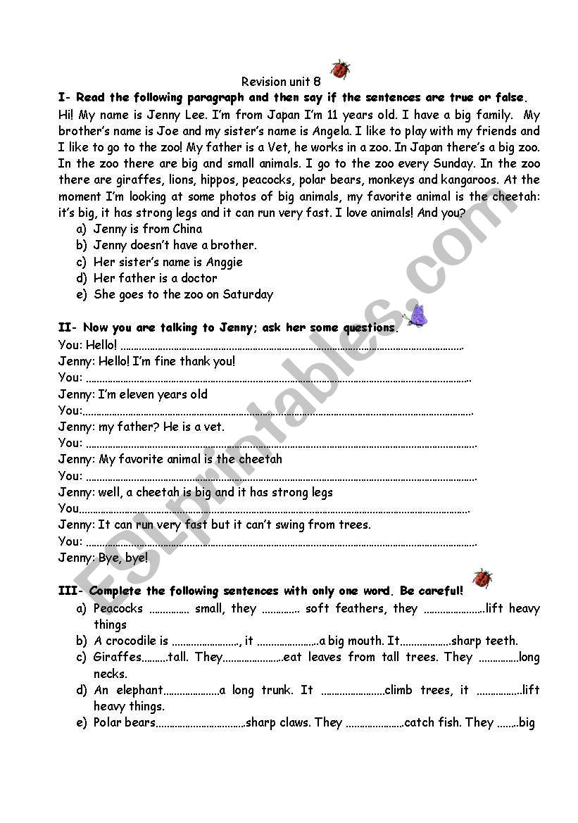 Back Pack 2- Unit 8 worksheet