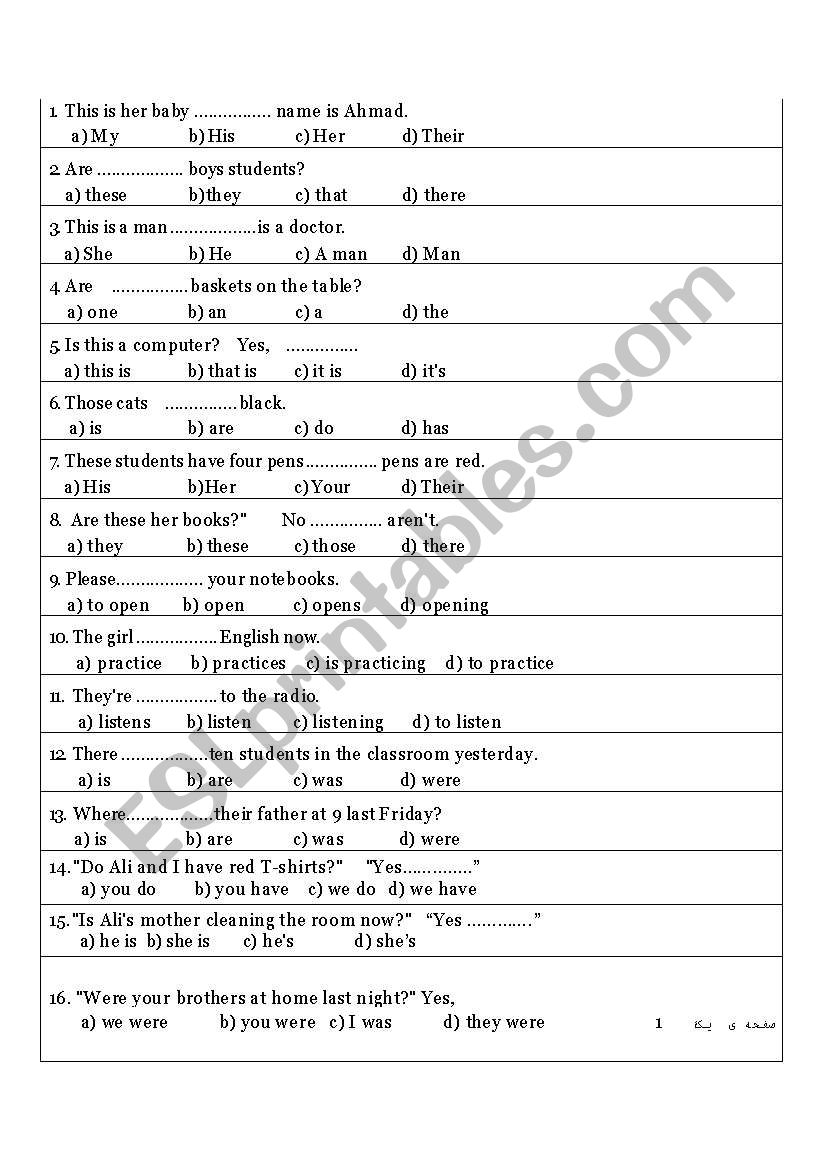 100 english test  worksheet