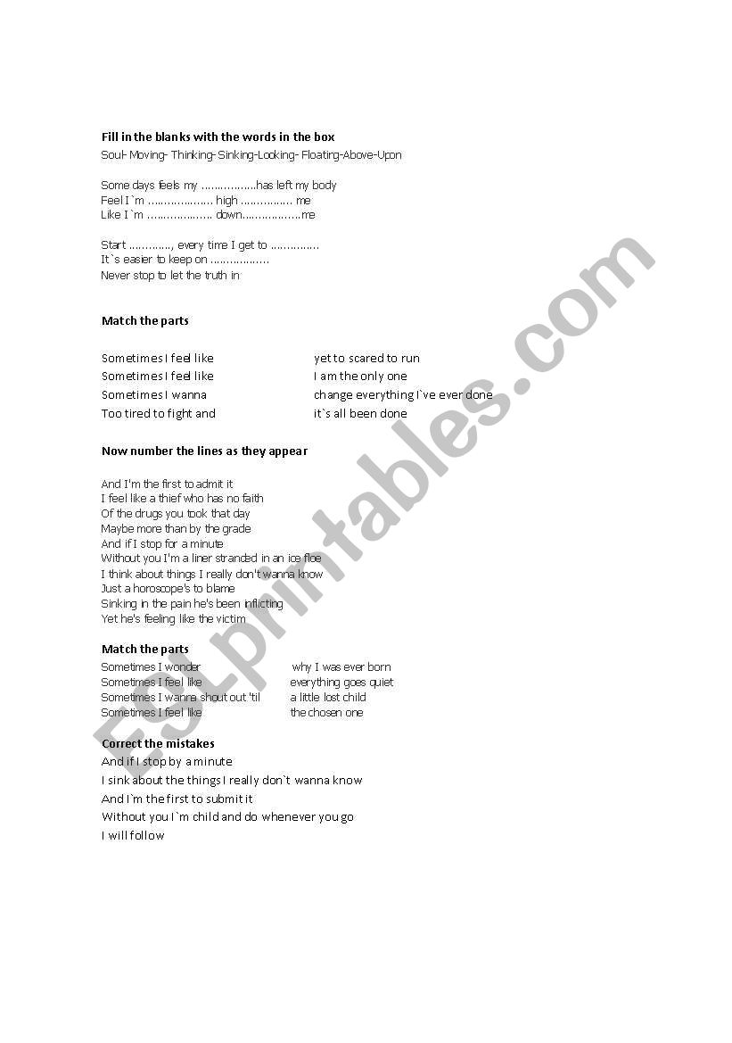 complete the song worksheet