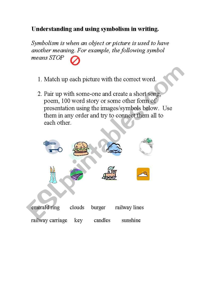 Using symbols in writing worksheet