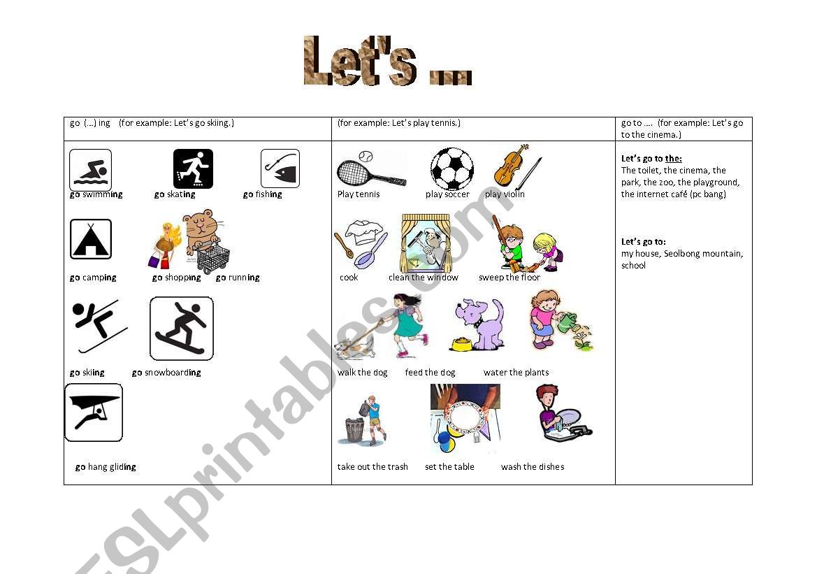 Handout: Suggestions (gerunds and infinitve) LETÂ´S ...