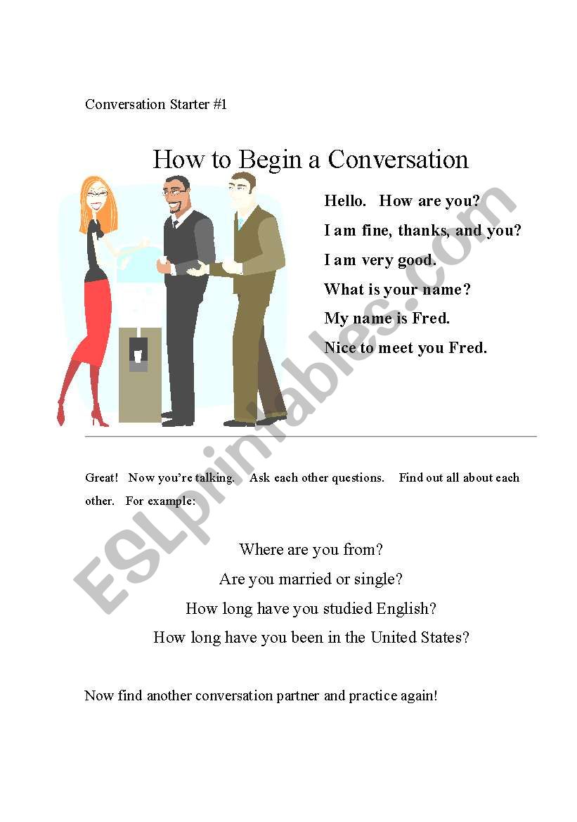 Oral English, Converstion Starters #1