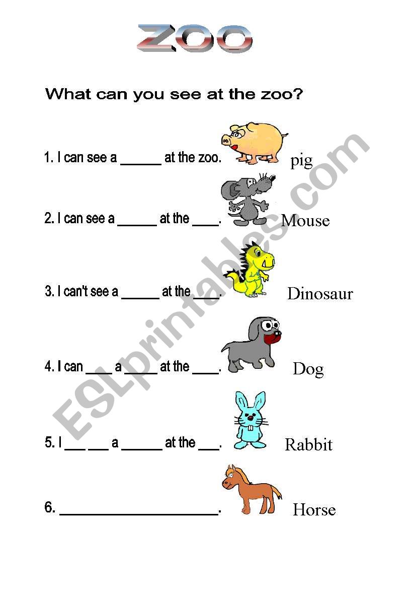 zoo worksheet