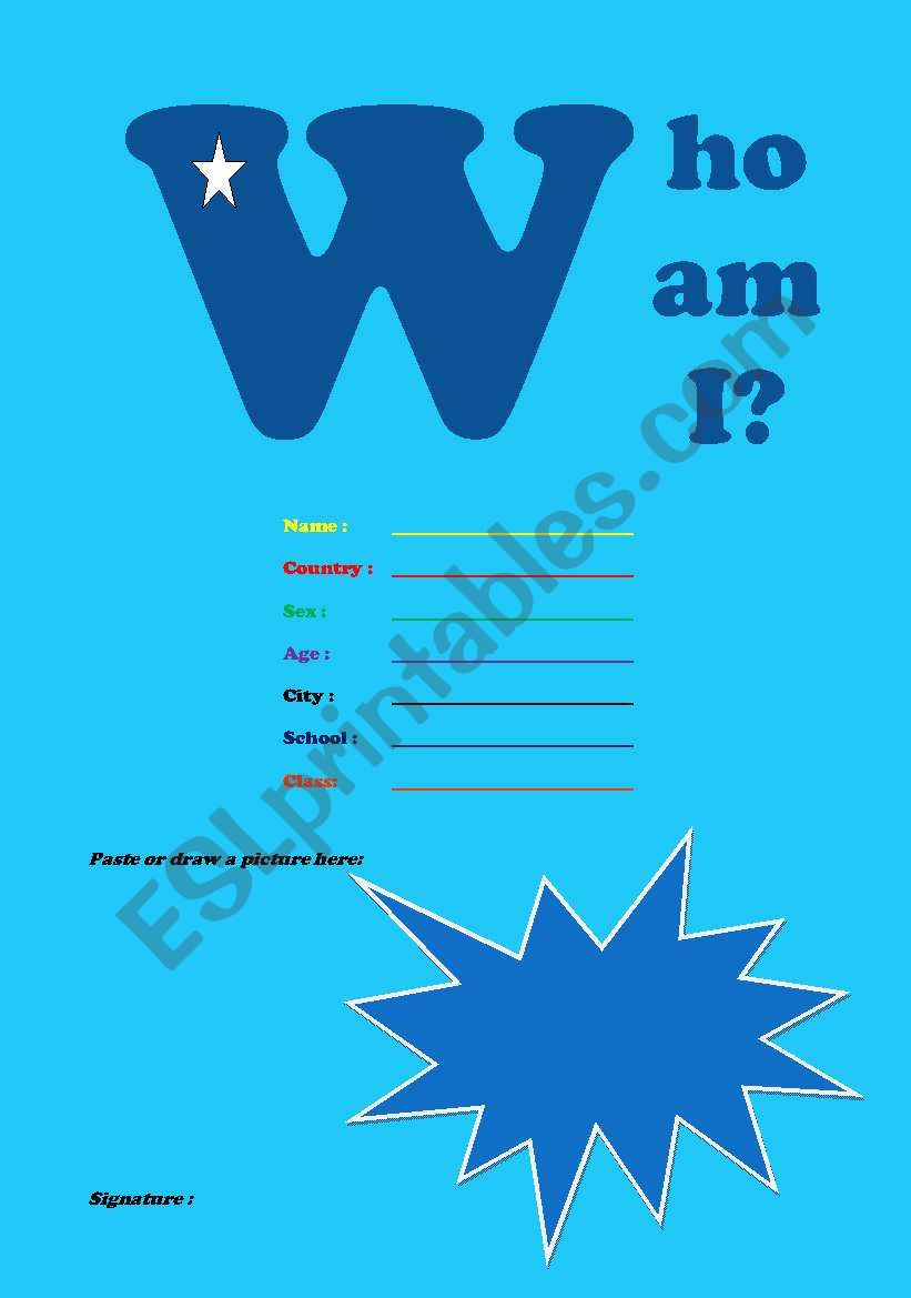 Who am I?  worksheet