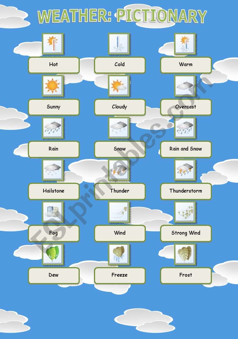 Weather: Pictionary worksheet