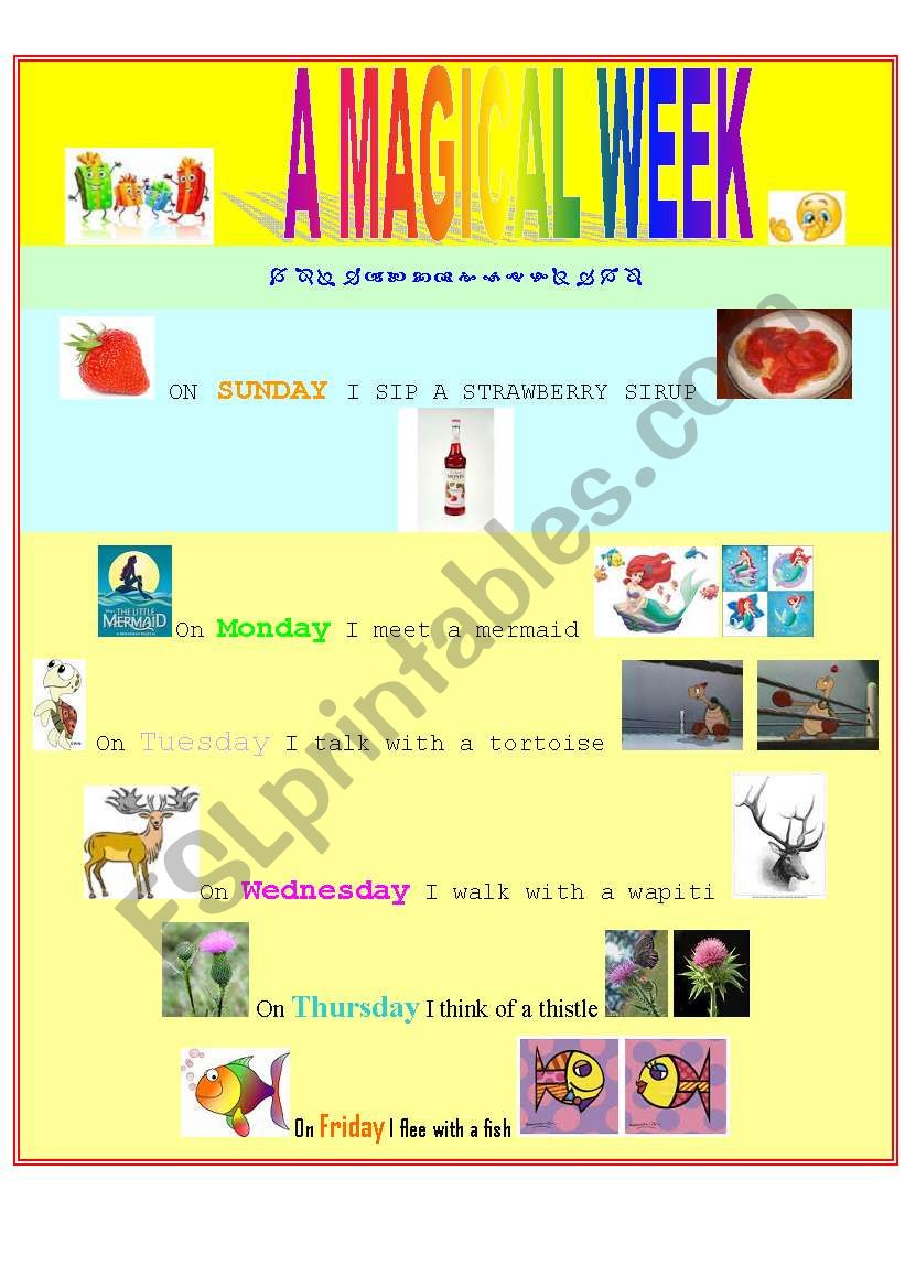 a magical week worksheet