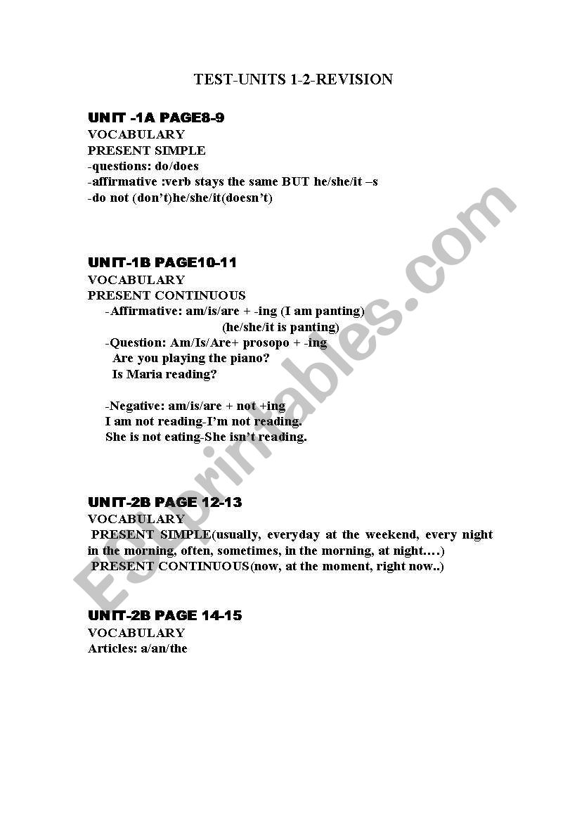 elementary worksheet