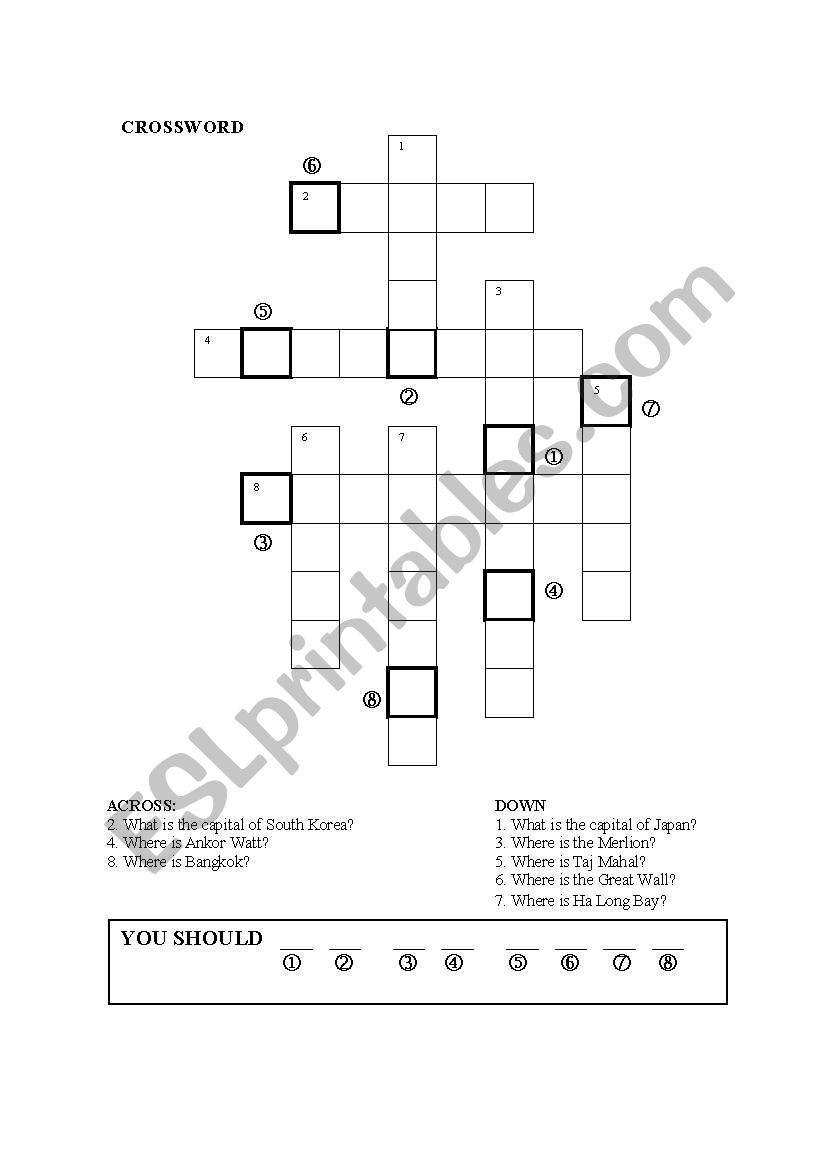 Crossword worksheet