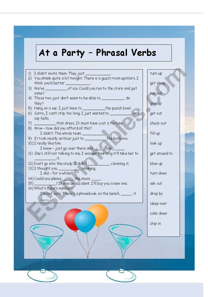 Ata Party - Phrasal Verbs worksheet