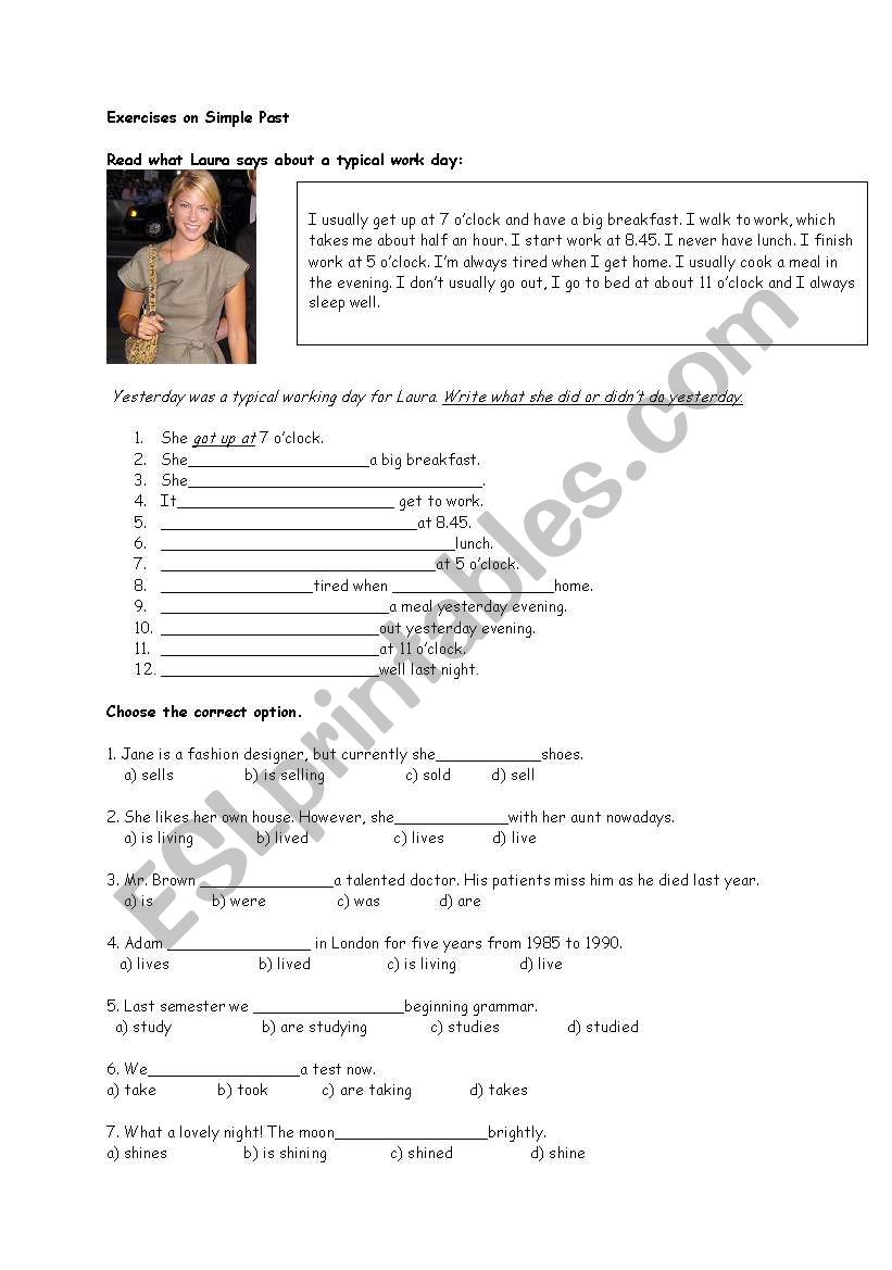 Simple Past exercise worksheet