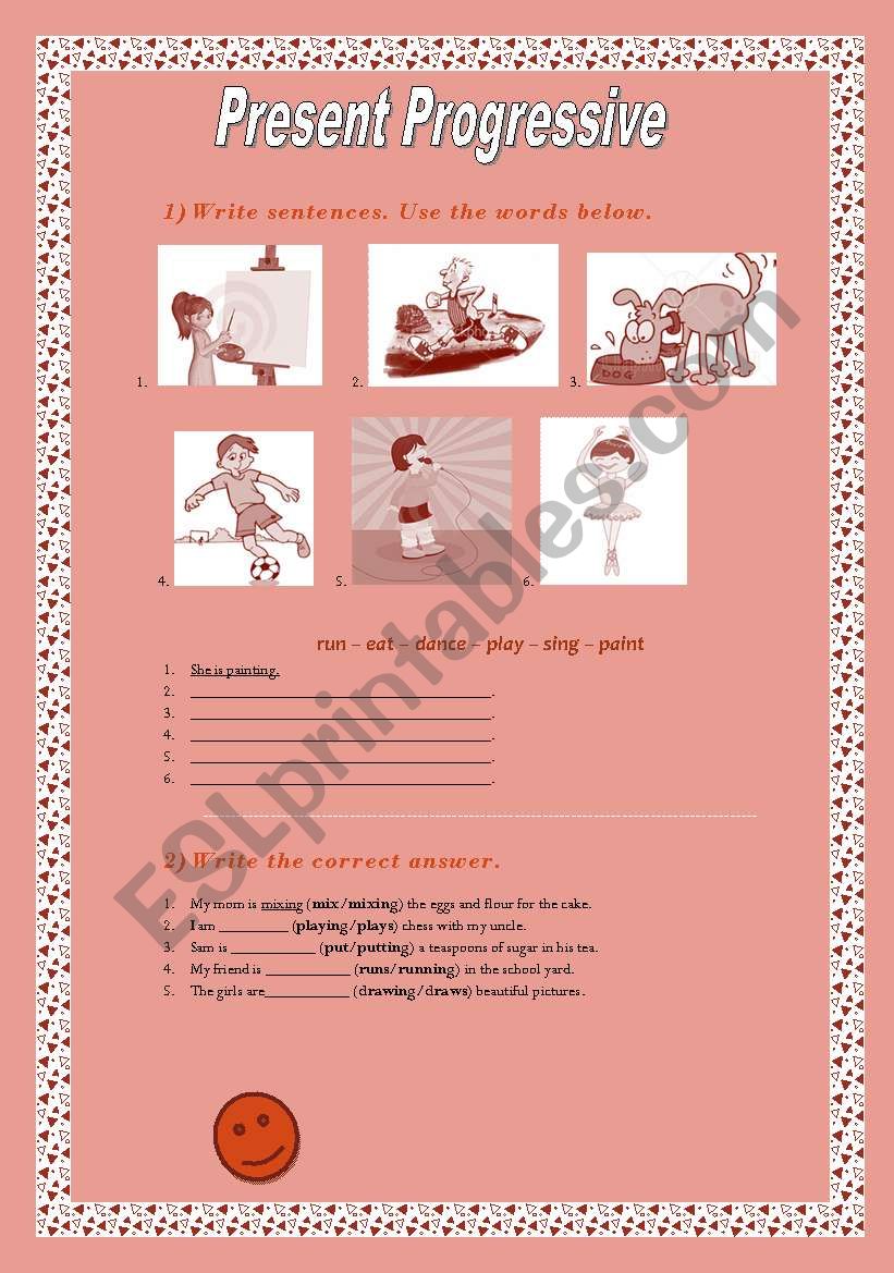 present progressive worksheet