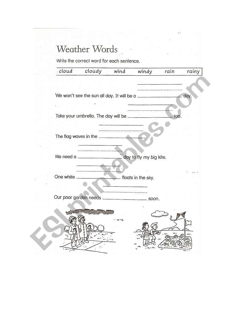 weather words worksheet