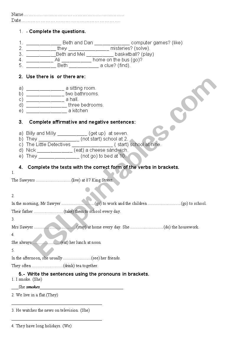 Exam review worksheet