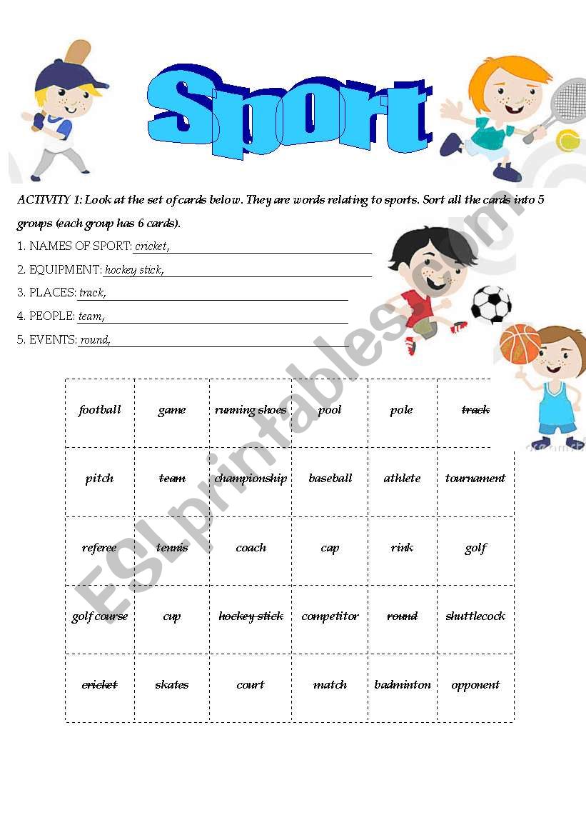 speaking about sport! worksheet