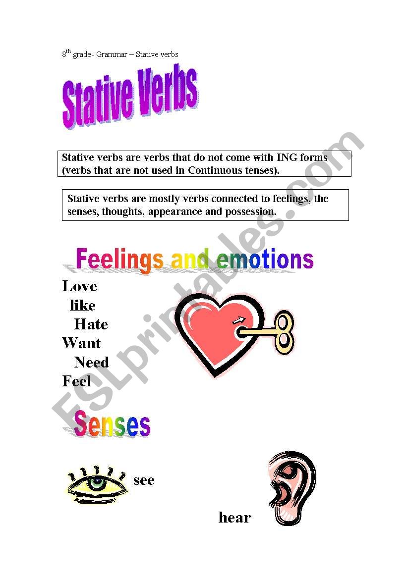 stative verbs worksheet
