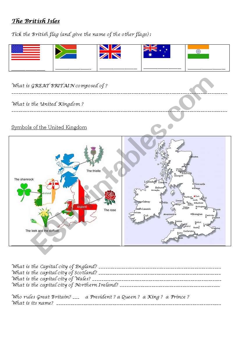 The British Isles for kids worksheet