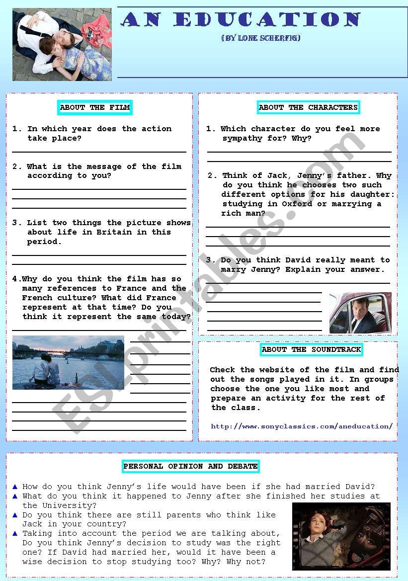 An Education film worksheet worksheet