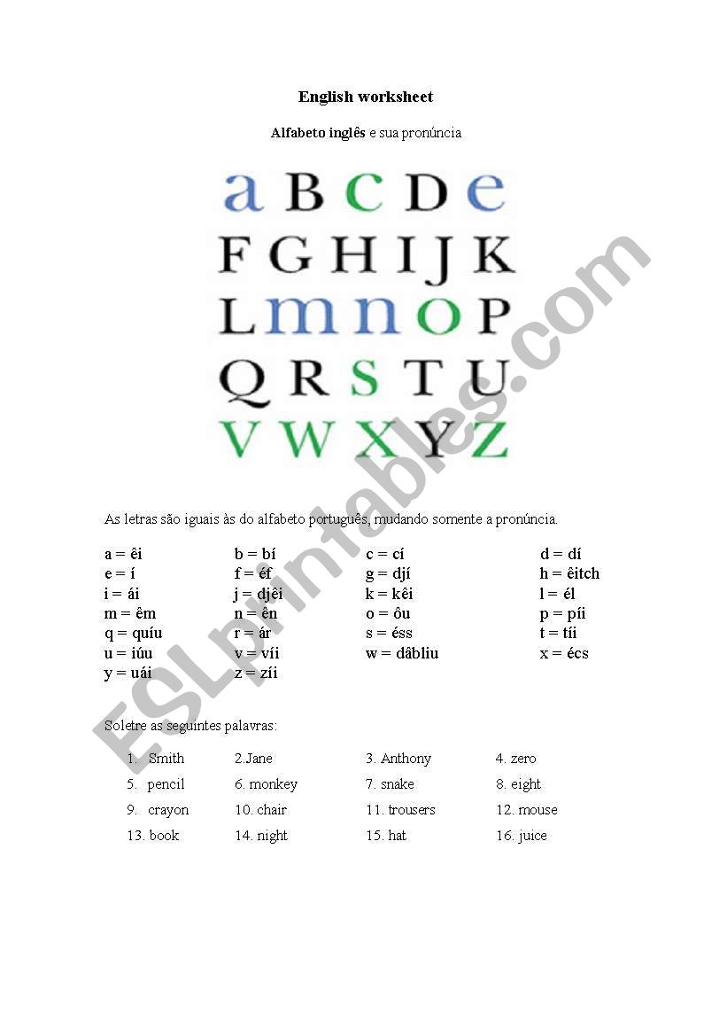 English Alphabet worksheet