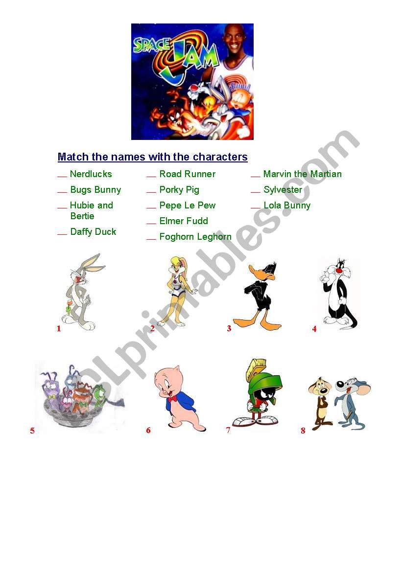 Space Jam - Movie worksheet worksheet