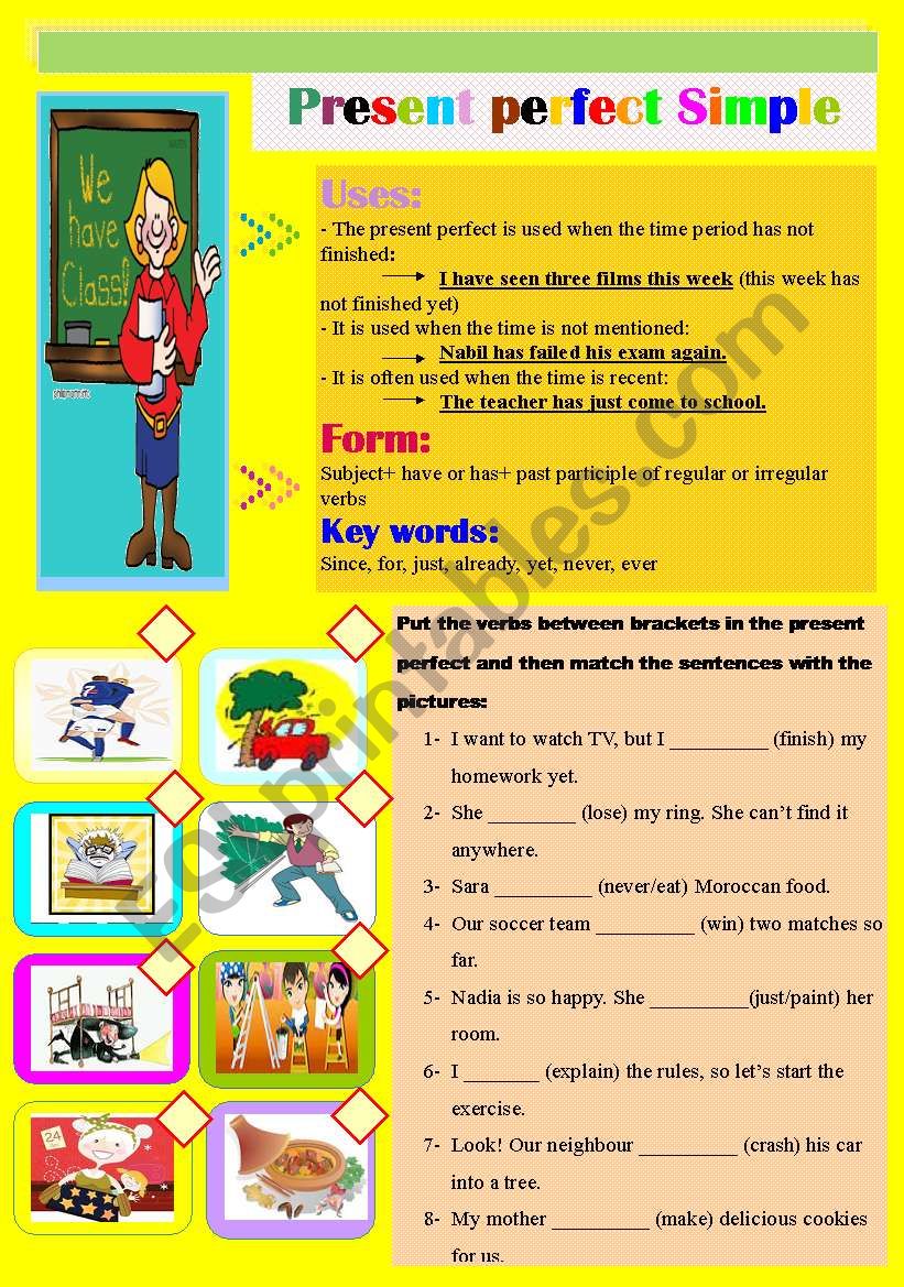 present perfect simple( explanation, practice+key)