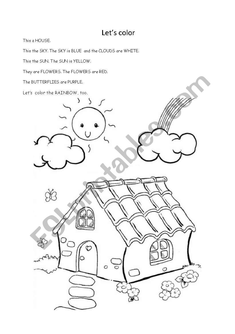 Coloring the house worksheet