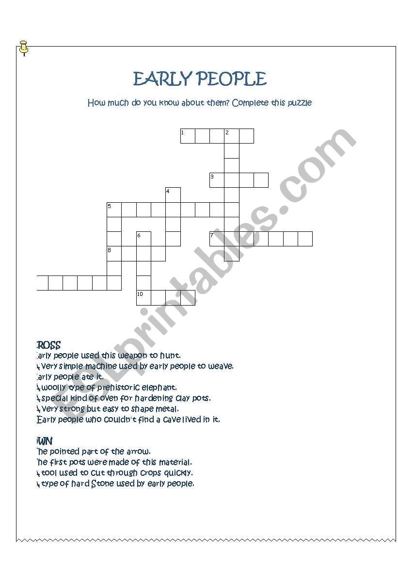 Early People Criss Cross Puzzle