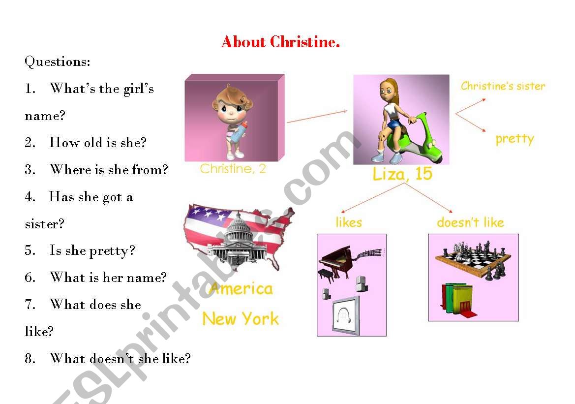 about Christine worksheet