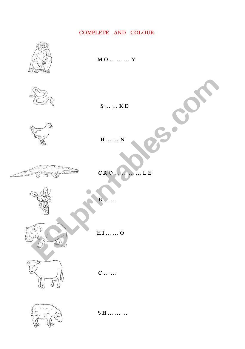 COMPLETE AND COLOUR worksheet