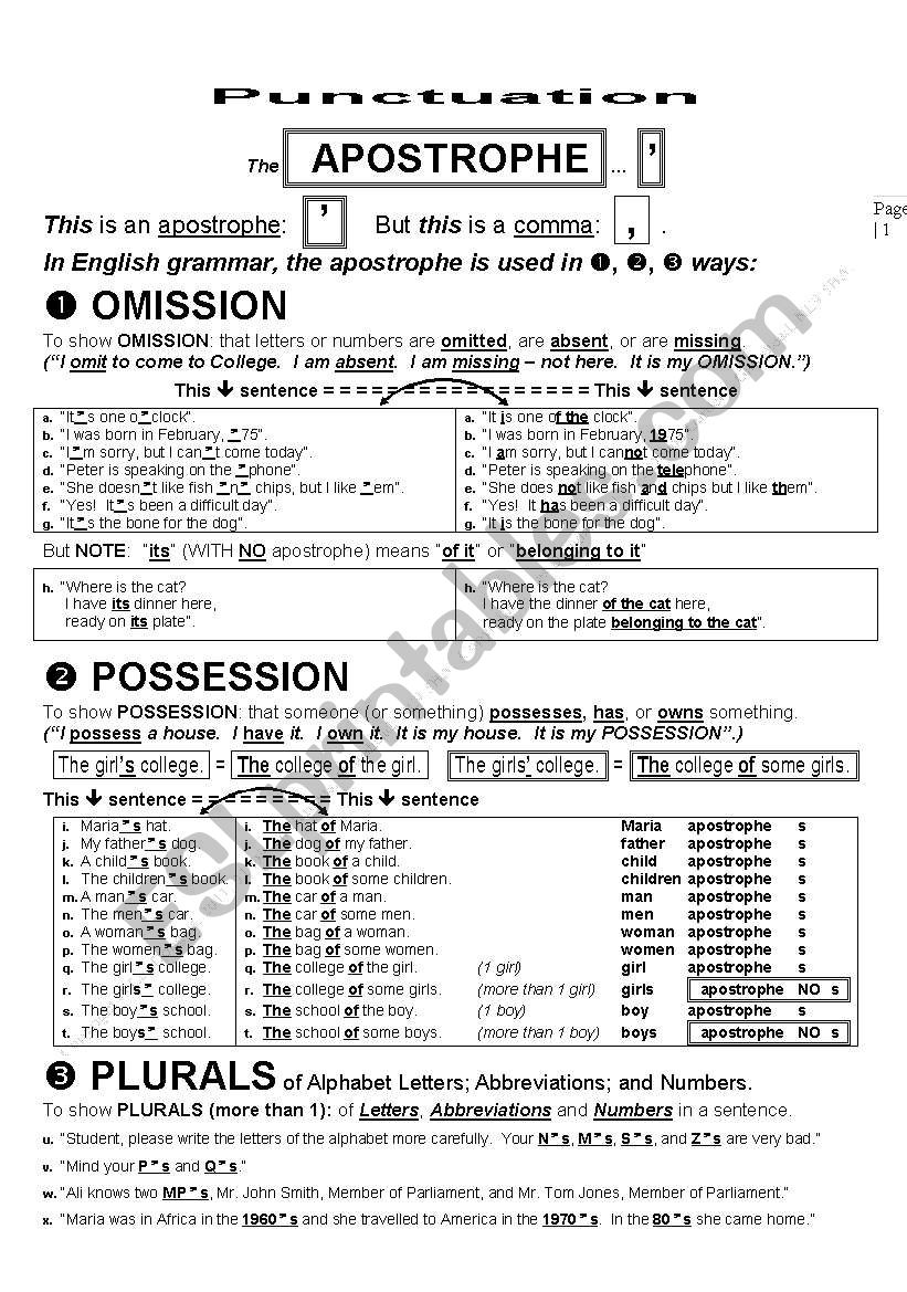 punctuation-002-the-apostrophe-possession-esl-worksheet-by-ldthemagicman