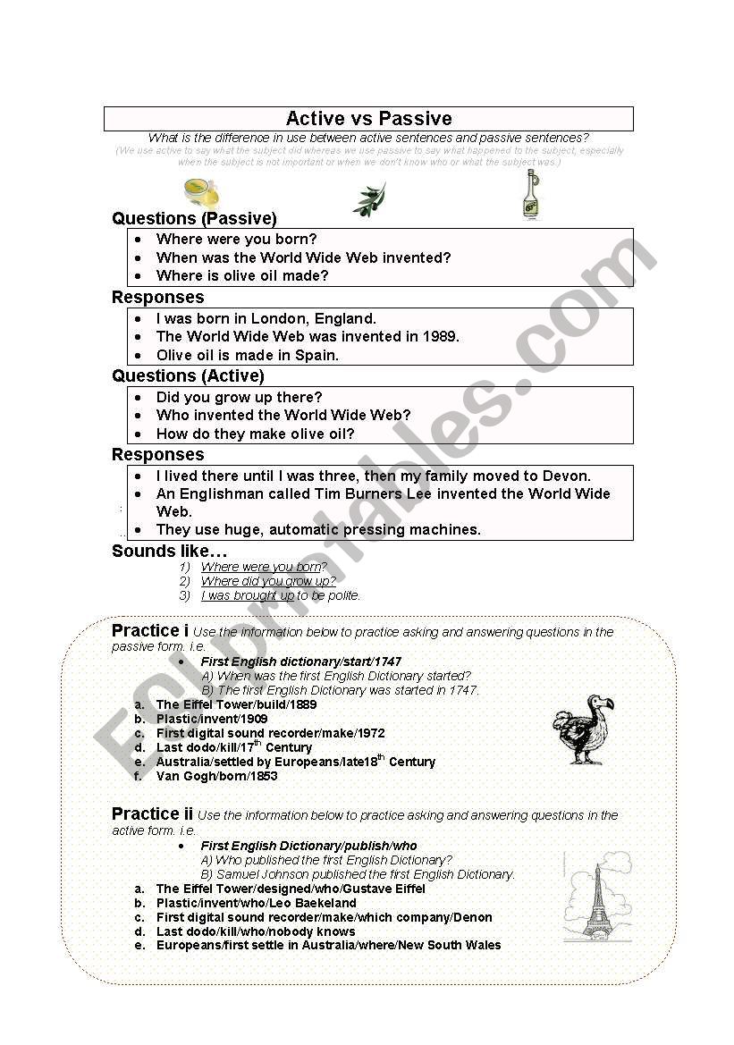 Active vs Passive (Present/Past Simple)