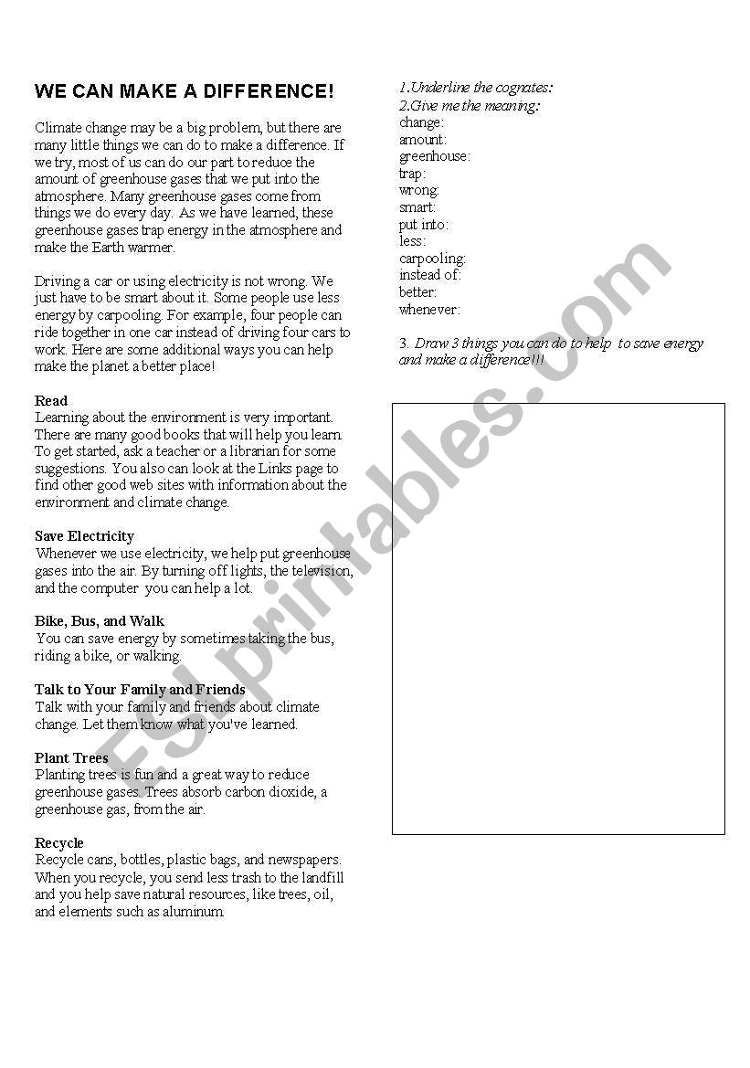 Global warming worksheet