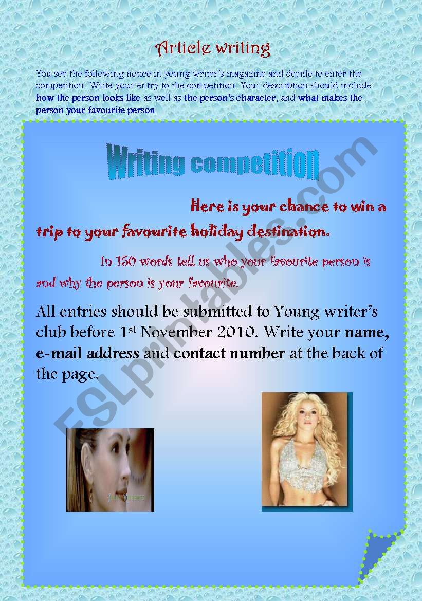 Article writing worksheet