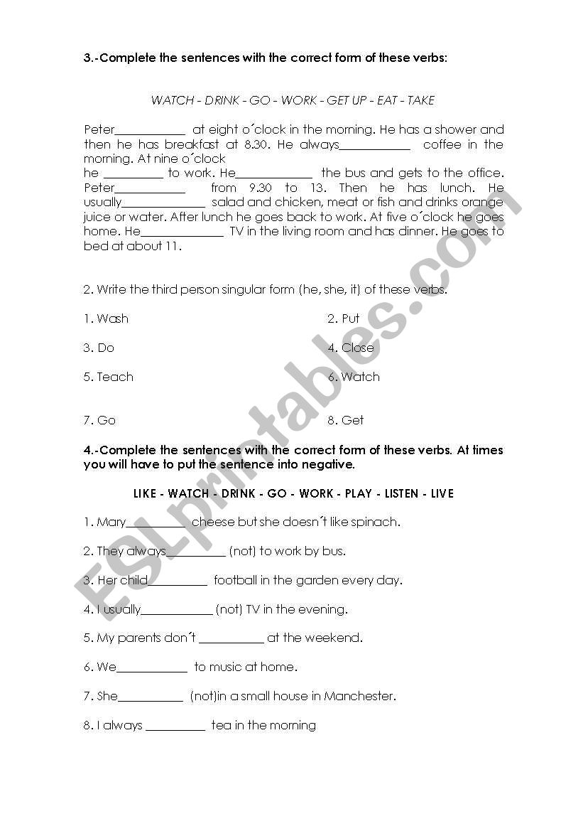 present simple exercises worksheet