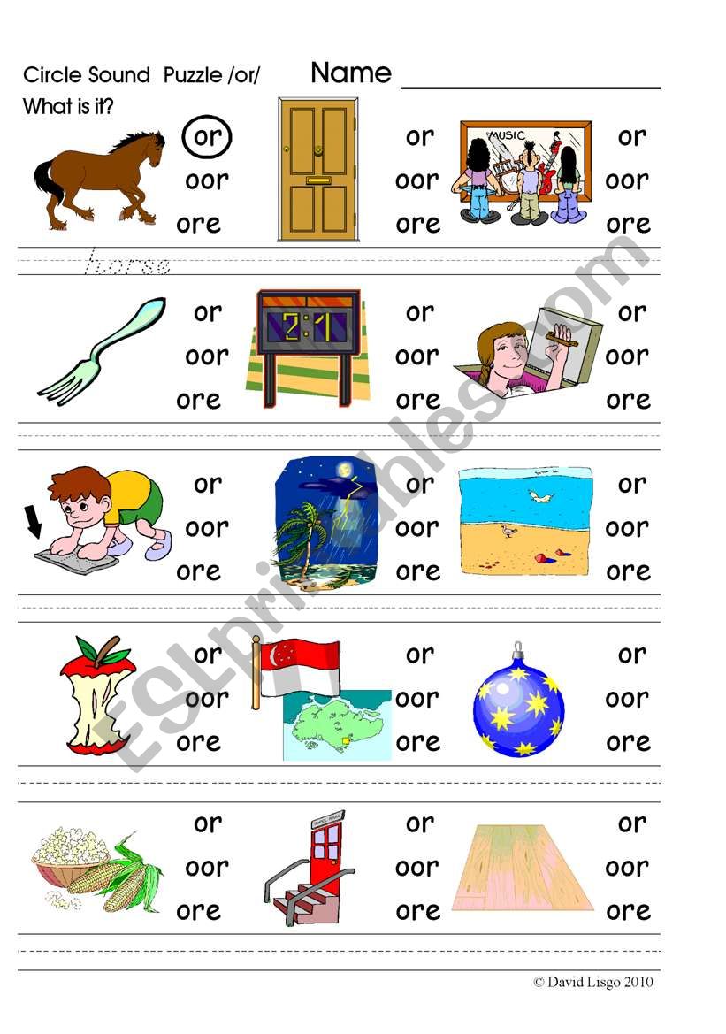 Circle Sound Puzzle 9: phonics the /or/ sound