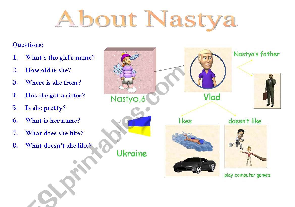 about Nastya worksheet
